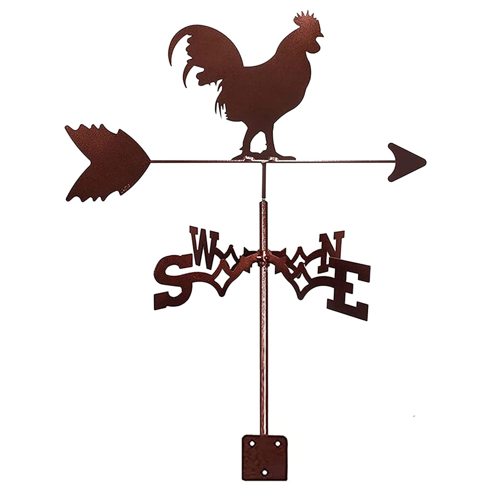 Klonwg B Animal Metal Weather Vane Vintage Anti-Rust Weather Vane Hollow Design Wind Direction Indicator For Outdoor Garden Roof Paddock Decoration Measuring Tools A 35X50cm