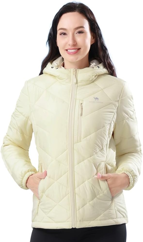 CAMEL CROWN Women's Hooded Puffer Jacket with Heat Reflective Lining Lightweight Winter Coat Warm Jacket