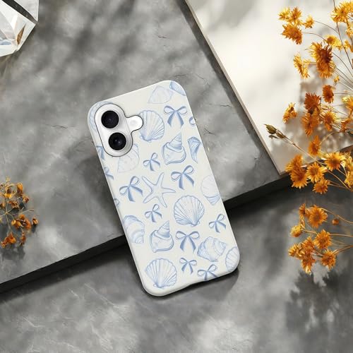 Coque iPhone 17 coquillage bleu rigide esthétique double couche pour fille