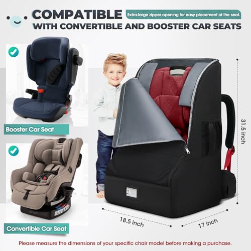 rainsmore padded car seat travel bag for airplane heavy duty car seat backpack for air travel baby carseat cover bags for airport large car seats carrier fits car seats amp booster seats black