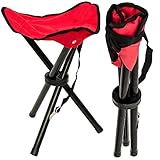 Barres en robuste acier EYEPOWER Tabouret Pliant pour Camping pêche randonnée Pique-Nique Siege trépied Facile à Transporter Rouge