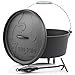BBQ-Toro Dutch Oven Alpha Serie I bereits eingebrannt - preseasoned I Verschiedene Größen I Gusseisen Kochtopf I Bräter mit Deckelheber (DO9A - 7,2 Liter, Topf mit Füße)