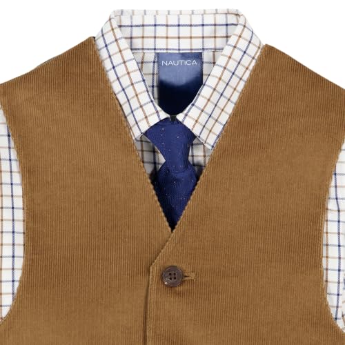 Image of Nautica Boys' 4-piece Formal Suit Set with Vest, Pants, Collared Dress Shirt, and Tie