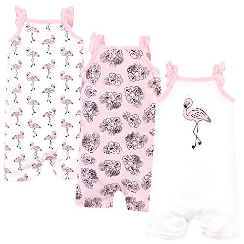 Hudson Baby Unisex Cotton Rompers, Painted Flamingo, 9-12 Months