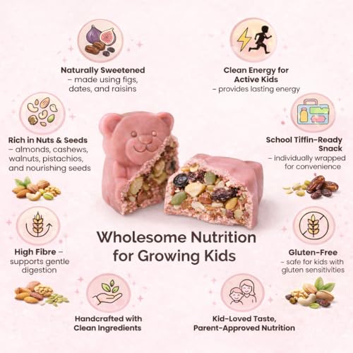 Image of HealthyCrave Cuisine Kids Choco Delight Strawberry | Chocolate Dry Fruit Bites for Kids | No Added Sugar in the Filling | School Tiffin Snack | (100, Strawberry)