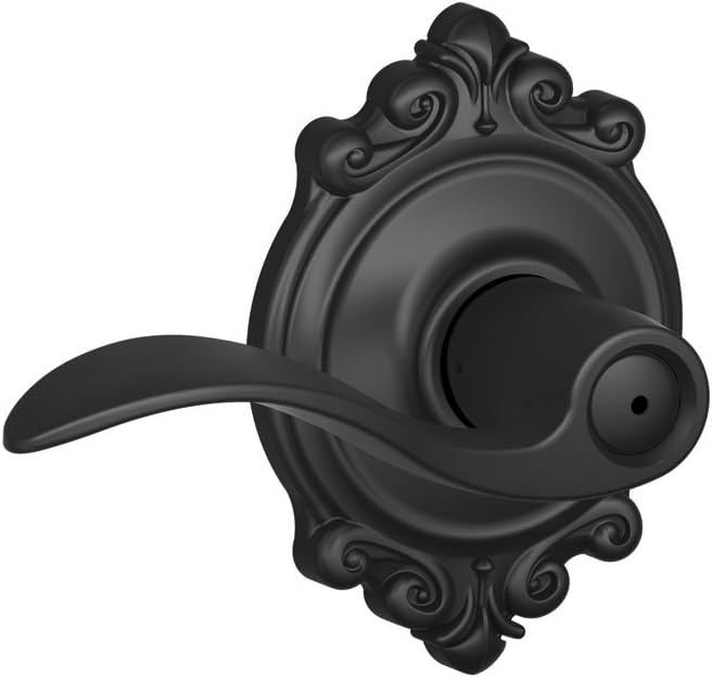 SCHLAGE Accent Lever with Brookshire Trim Bed and Bath Lock in Matte Black - F40 ACC 622 BRK SCHLAGE Accent Lever with Brookshire Trim Bed and Bath Lock in Matte Black - F40 ACC 622 BRK