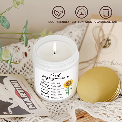 Inspirational Gifts For Women, Religious Christian God Mother Gifts For Women Friends, Sunflower Gifts For Women, Motivational Encouragement Gifts For Women Friends, 7Oz Lavender Scented Candles #TOP4