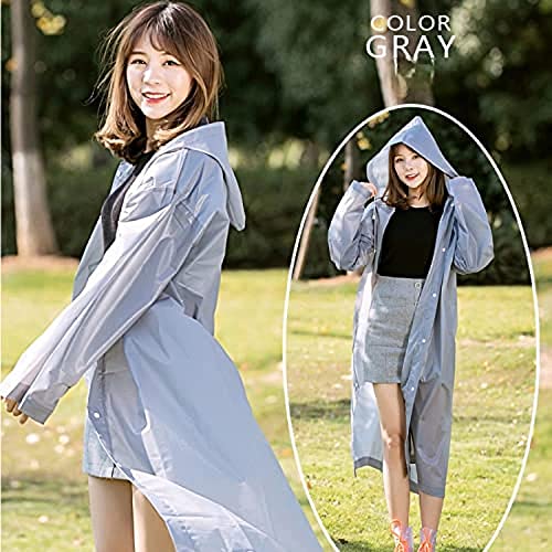ELECDON Raincoat Rain Poncho for Adults, 1 Pack EVA Rain Poncho for Women and Men Reusable Raincoat Jacket Packable for Family Fishing/Travel/Emergency/with Hood and Elastic Sleeving (Grey), 8*12INCH