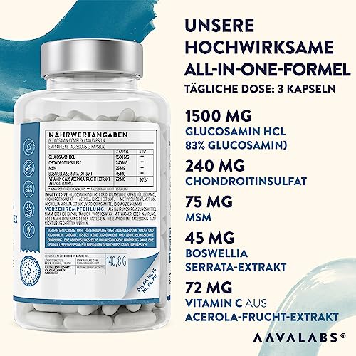 Glucosamin Chondroitin MSM Komplex 1500mg für Gelenkgesundheit