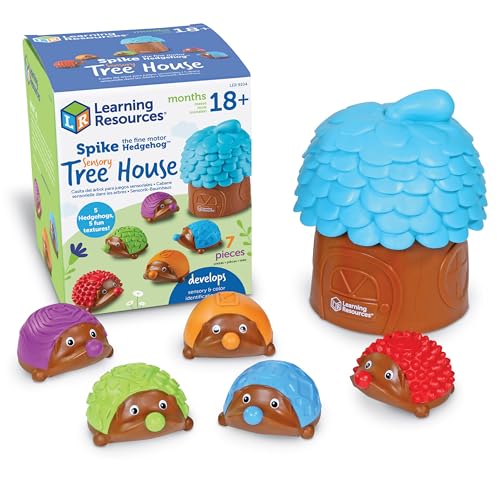 Image of Learning Resources Spike the Fine Motor Hedgehog Sensory Tree House - 7 Pieces, Ages 18+ months Fine Motor and Sensory Toy, Toddler Educational Toys, Montessori Toys