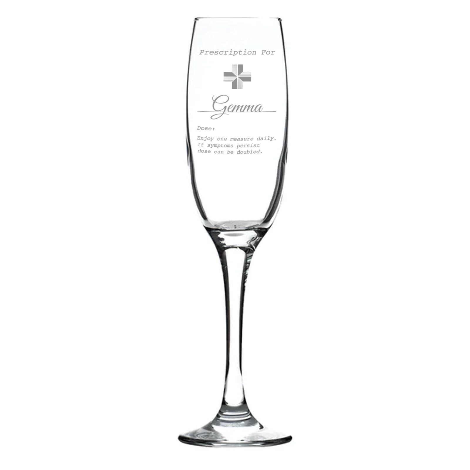 You Personalise Personalised Engraved Glass Prescription Novelty Drinkware - Champagne Flute Glass in Gift Tube