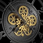 Real Moving Gears Wall Clock for Living Room Decor, Large Modern Metal Industrial Steampunk Unique Vintage Rustic Decorative Clocks for Home Farmhouse Office, 21 Inch Black Gold Arabic Numeral - Image 2