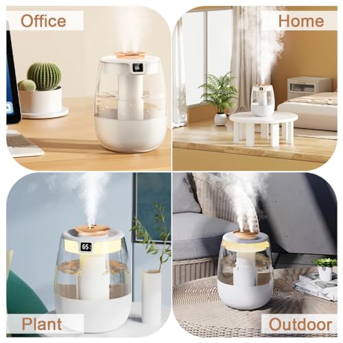 Image of HANNEA Humidifier for Room Moisture 1.3L Essential Oil Diffuser for Home & Babies Office,Adjustable Fog Size,20dB Quiet Operation Night Mode Humidity Display Reliable Air Moisturizing