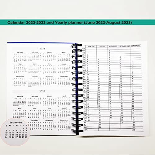 Academic Diary 2022 2023 Week to View A5, Monthly Planer Runs from June 2022 to August 2023 with Calendar, Spiral Bound with Hardcover and Back Pocket