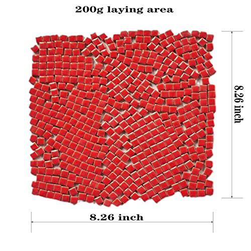 Pinuo&Ke 200 Pieces / 200 G Square Shapes 1X1 Cm Square Ceramic Mosaic Mosaic Tiles For Crafts, Colorful Stained Glass Pieces For Mosaic Projects - Red #TOP1