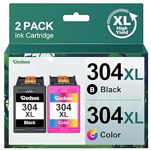 Redsee 304XL Cartuchos de Tinta Remanufacturado para HP 304 XL Negro Compatible con 304XL para HP Envy 5010 5020 5030 5032 Deskjet 2630 2632 2633 3700 3720 3730 3750 3760 3762(Negro y Color,2-Pack)