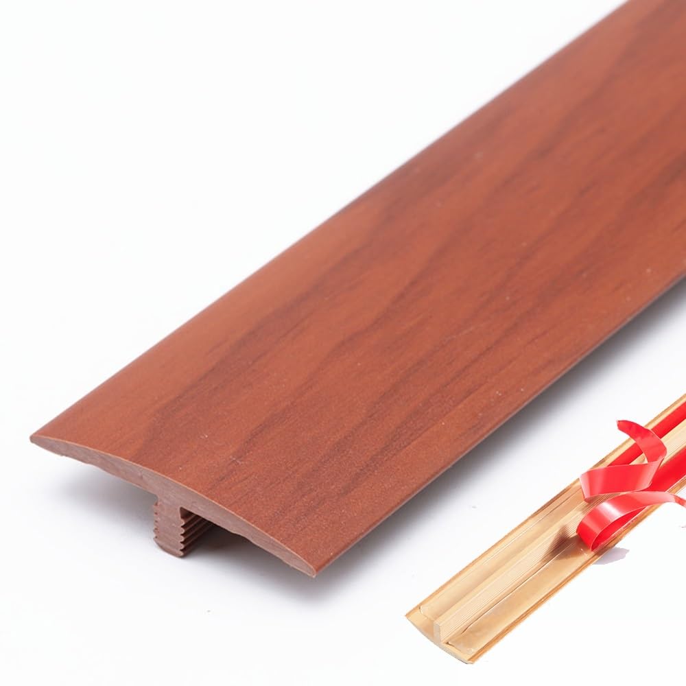 Couvercle de connexion d'espace de sol moulé en T de 90 cm/35,4 pouces, bande de transition de sol découpable, bande de bord de sol en vinyle for bois, stratifié, carrelage(Mahogany)