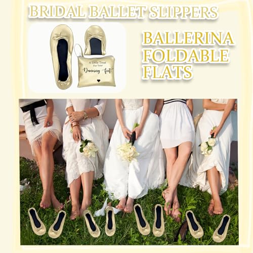 12 Pairs Wedding Foldable Flats for Wedding Guests Bridal Shower Supplies Bridesmaid Slippers Bulk Ballet Flats for Bridal Shower Party Women Dancing Shoes3