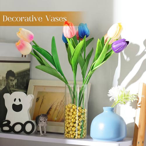 Sratte 360個 ガラス 大理石 宝石 花瓶 フィラー 12、10、6mm ガラスビーズ 花瓶用 透明 小さなビー玉 ラウンド 装飾 ビー玉 宝石 小石 スリングショット用 (ゴールド) [4]