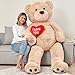 Tezituor Giant Teddy Bear 6ft Stuffed Animals - “I Love You”Red Heart Jumbo Human Size Teddy Bear for Girlfriend,Boyfriend,Wife,Lover-Birthday, Anniversary, Valentines, or Long Distance