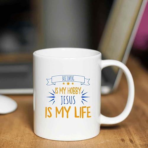 Miniatura 2 de Christian Religion Jumper's, Gifts Idea for Family on Occasion Of Birthday or Christmas- Base Jumping Is My Hobby Jesus Is My Life on 11 Oz White