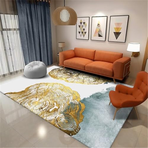 Tapis de chambre ado bleu art déco lavable et confortable