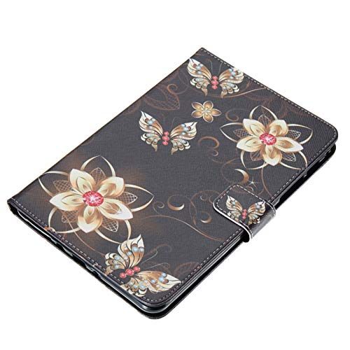 Uucovers For Samsung Galaxy Tab A 8.0 Inch 2015 Tablet Case Sm-T350/T355/P350/P355 Slim Pu Leather Folio Stand Wallet Tpu Back Shockproof Cover With Card Pockets Magnetic Shell,Gold Butterfly Flower #TOP6