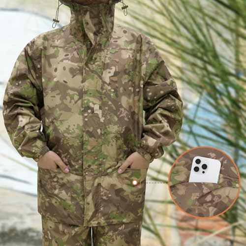 Image of LOOGU Men's Rain Suit - Rain Gear for Men Waterproof, Lightweight Rain Coat, Breathable Mens Rain Jackets Hood and Pants