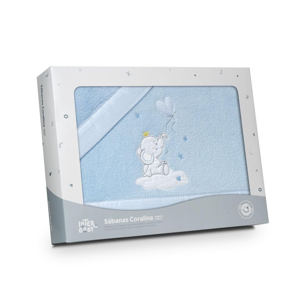 variouss Interbaby - Juego de Sabana Coralina, Tríptico Coralina de Invierno para Bebé (Azul, Minicuna 50x80 cm)