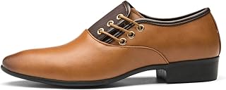 KVUZAT Vestido Oxford for Hombres Slip On Punta Redonda Punta bruñida Cuero de PU Antideslizante Tacón de Bloque bajo al Aire Libre (Color : Yellow, Size : 38 EU)