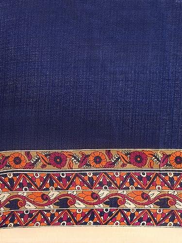 Image of RANI SAAHIBA Women's Art Silk Kalamkari Saree With Blouse Piece