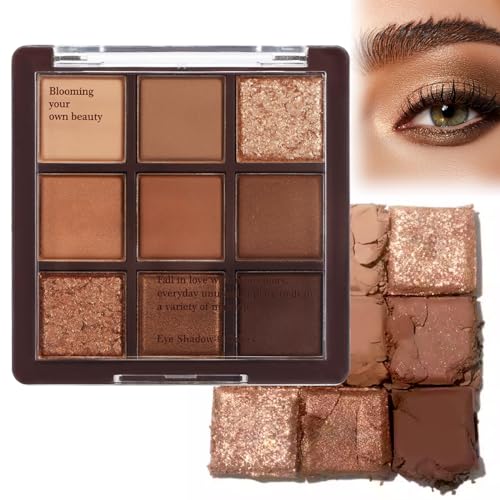 Xumann 9 Colour Matte Brown Eyeshadow Palette, Smokey Neutral Eyeshadow Palettes, Brown shades, 7.78 g (Pack of 9)