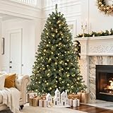 DWVO 6ft Pre-lit Artificial Christmas Tree, Spruce Prelit Christmas Trees for Home, Office, Party with 1000 Thickened Branch Tips & 250 UL Listed Lights Green, Automatic Branches with Remote Control