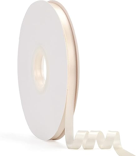 Cinta de satén de doble cara marfil de 38 pulgadas x 50 yardas, cinta de color sólido de alta densidad, ideal para manualidades, envoltura de