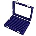 Pasutewel Velvet Glass Ring Jewellery Display Storage Box Jewelry Holder Storage Organizer Stand 7 Slots (Blue)