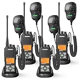 SAMCOM FPCN10A-PRO Long Range 2 Way Radios with IP67 Waterproof Shoulder Speaker Mic - Heavy Duty UHF Handheld Walkie-Talkies,3000mAh Battery for Construction Churches Security Warehouse (4-Pack)