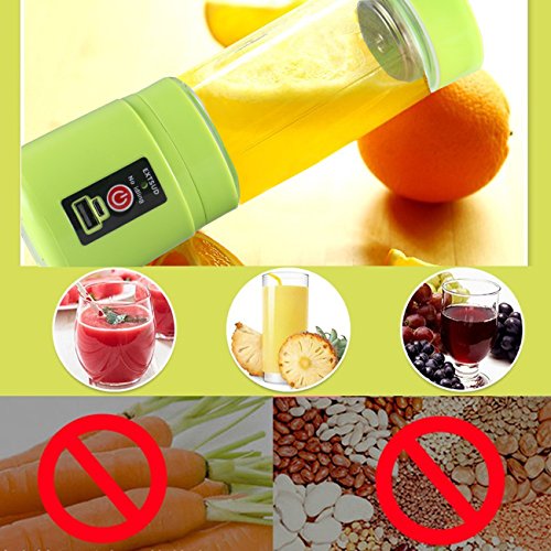 Liquidificador Portátil Recarregável Copo 380ml Suco Shake (AZUL/ROSA/VERDE)