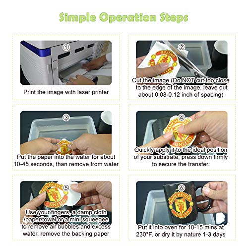 A-Sub Waterslide Decal Paper For Laser Printers 25 Sheets White Water Slide Transfer Paper 8.5X11 Inch For Diy Tumbler, Mug, Glass Decals #TOP1