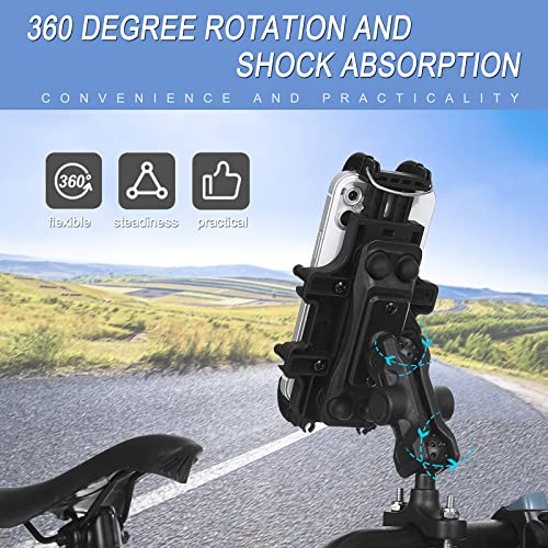 Image of LAZORA Phone Holder for Motorcycle Aluminum Alloy Material Sturdy and Durable Two U-Bolt Base 360Rotating Suitable for 4.7 inch- 6.8 inch Cellphone Material Sturdy and Durable Base Rotating (2913)