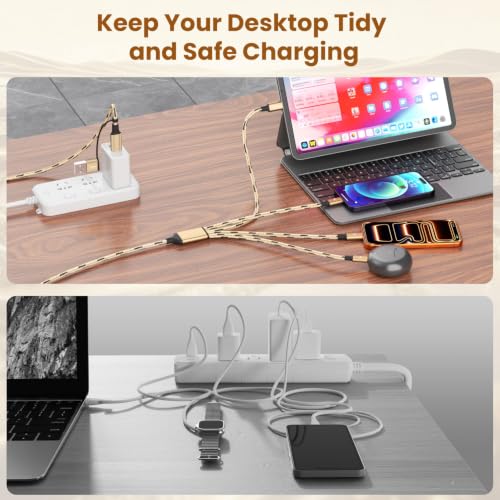 Image of Multi Charging Cable 5FT, 4 in 1 Charging Cables for Multiple Devices Gold