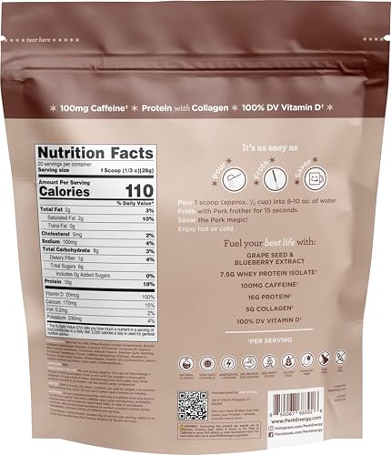 Image of Perk Energy + Extra Protein Powder (1.3 LB) Chai Latte, Gluten-Free