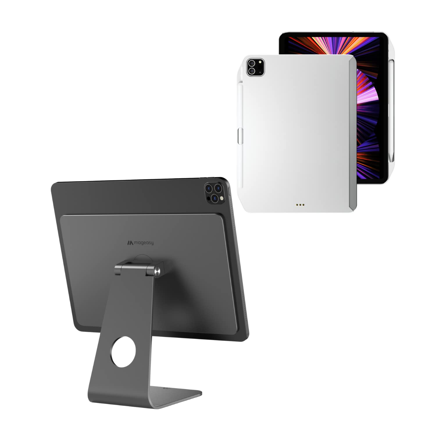 SWITCHEASY White CoverBuddy Magnetic iPad Pro 12.9 Case with Aluminum Magnetic iPad Pro 12.9 Stand MagMount for iPad