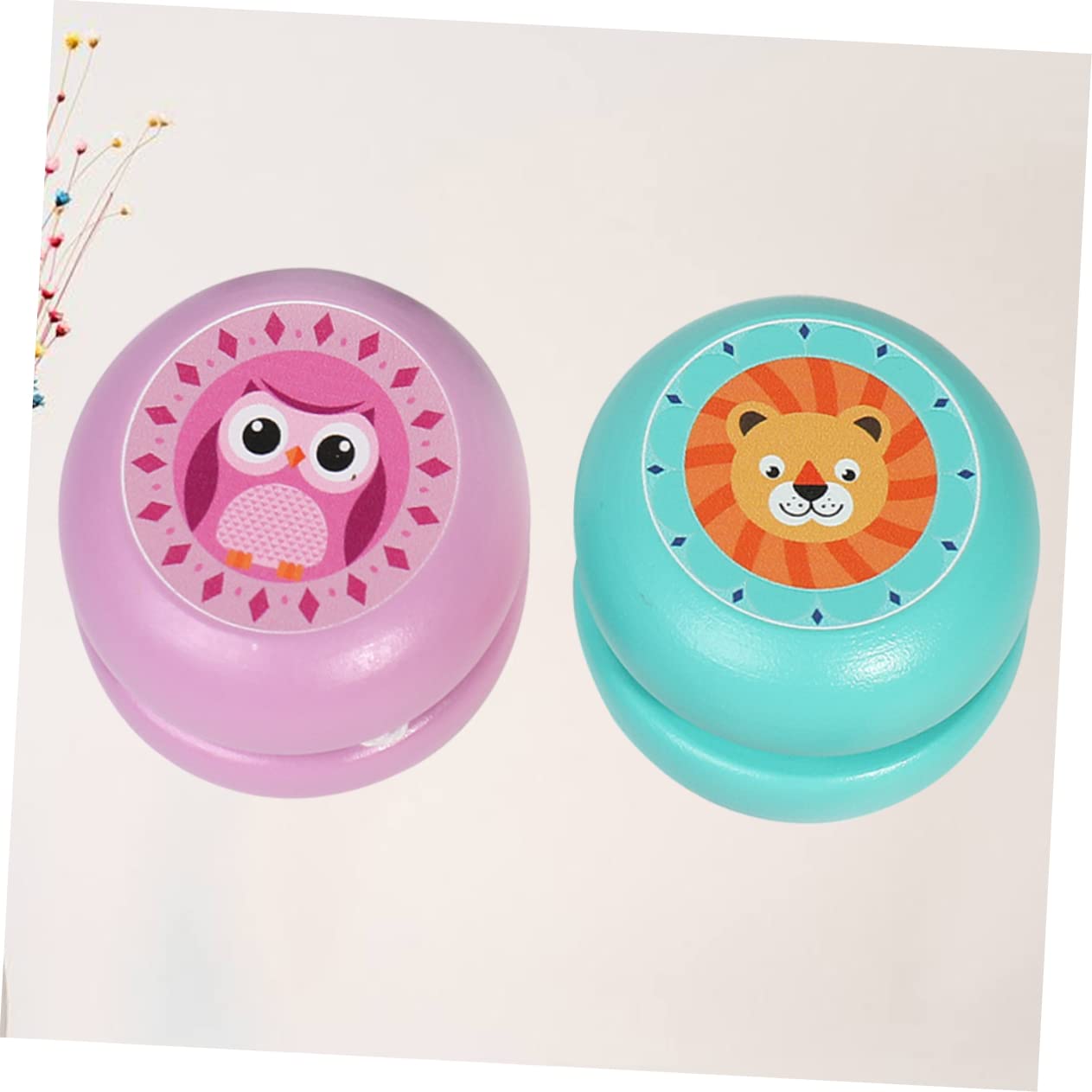 Toddmomy Cartoon Animal Pattern Wooden Yo-yo Toys Boys and Girls Yoyo Toy for Boys and Girls Random Style