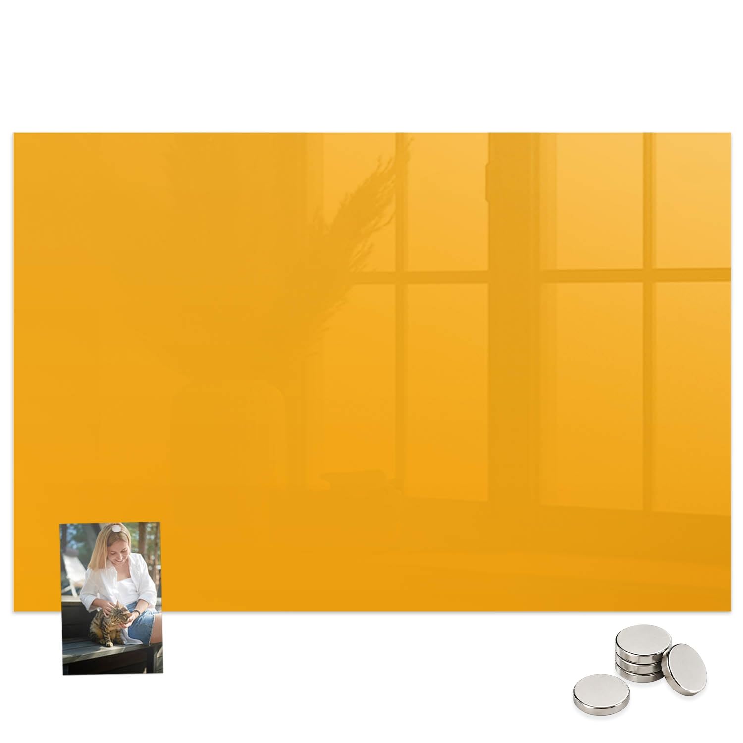 Pizarra de Presentaciones de Metal y Vidrio 90x60 Color amarillo dorado