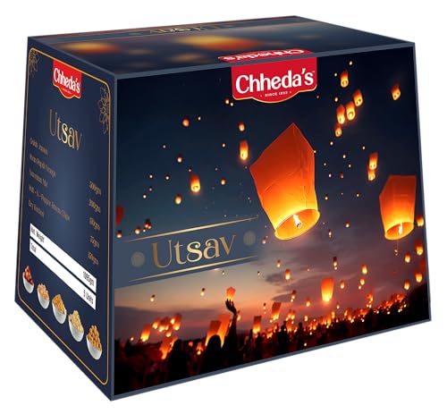 Image of Chheda's Utsav Festive Snack Box - Navratan Mix, Salt and Pepper Chips, Kachori, Orange Soan papdi & Gulab Jamun