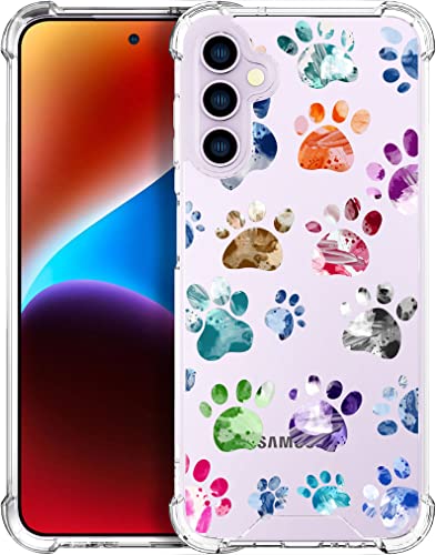 Endiy Samsung Galaxy S23+ Plus Case Cute Dogs Paws For Women Girls Girly Designer Phone Case Clear With Design,Case Compatible With Samsung Galaxy S23+ Plus Case Transparent Dogs Paws #TOP29