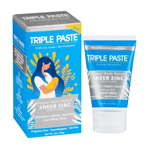 Image of Triple Paste Sheer Zinc Baby Healing Ointment - 2 oz Tube – Multi-Purpose Diaper Rash Cream and Skin Protectant for Hands, Face & Bottom Treats, Soothes & Prevents with Zinc Oxide (Packaging May Vary)