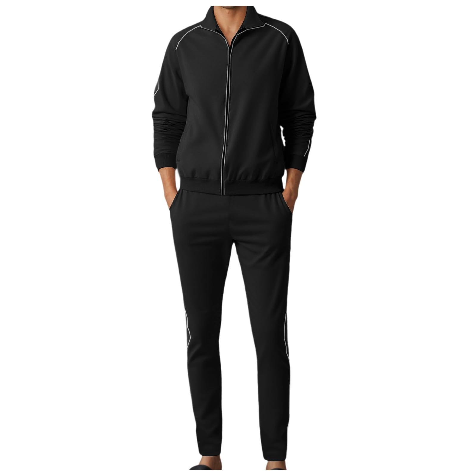 Generisch Męski dres treningowy, modny, 2-częściowy, jednokolorowy dres sportowy, bluza z kapturem + spodnie do biegania, zestaw dla mężczyzn, strój rekreacyjny, bluza z kapturem, dres sportowy