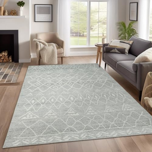 jinchan Area Rug 4x6 Moroccan Rug Washable Rug Modern Geometric Rug Non Slip Accent Thin Rug Indoor Floor Cover Soft Rug Carpet for Living Room Bedroom Kitchen Grey