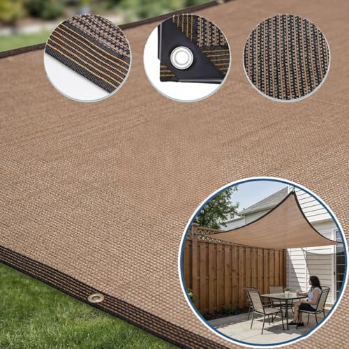 Filet d'ombrage contre la chaleur : bâche marron 8x10 m œillets - 6
